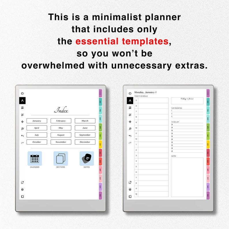 2026 Planner for Remarkable Paper Pro, Undated, Color Templates for ...
