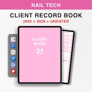 Digital Client Record Book 2025 + 2026 voor Nail Tech, Goodnotes Undated Client Tracker, Nail Tech Afsprakenboek Nail Tech Client Record