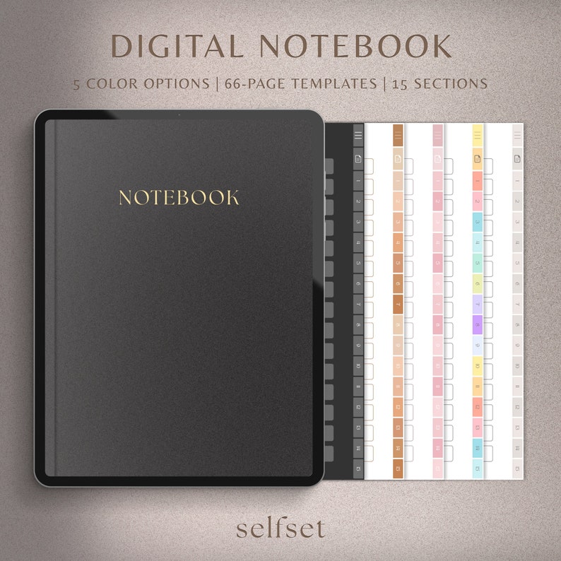 Digitales Notizbuch GoodNotes Notizbuch, Studenten-Notizbuch, iPad Notizbuch Notizbuch GoodNotes Template, Gepunktet, Liniert, Gitter, Cornell Bild 1