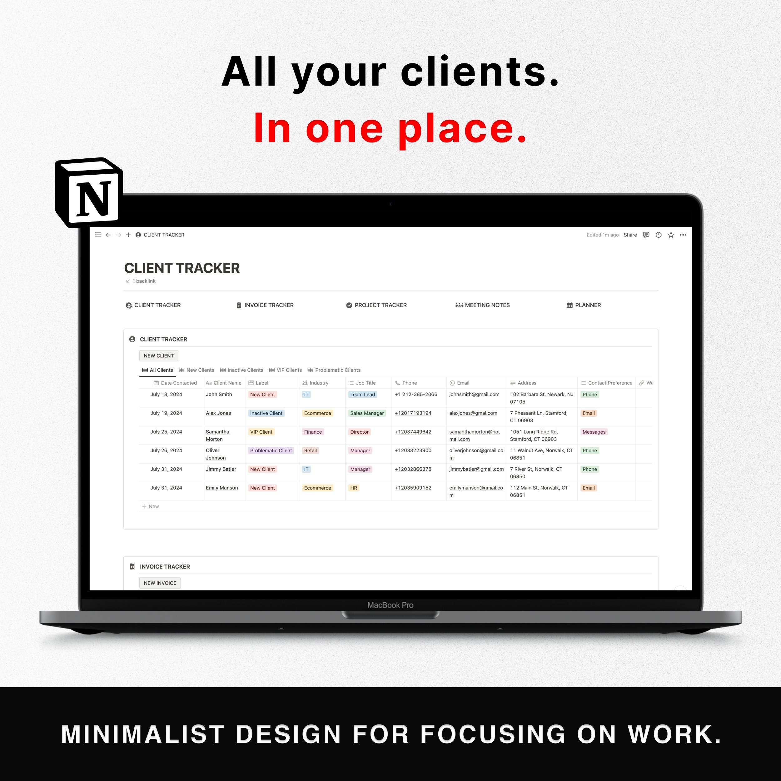 Notion Client Tracker, Notion Template, Business Planner, Client ...