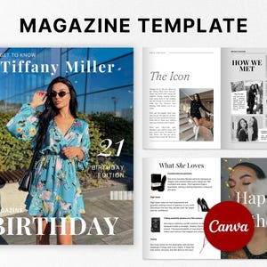 Personalized Birthday Magazine Template, Canva Editable Birthday Magazine, Gift for Best Friend, Birthday Fashion Cover, Bestie Sister Gift