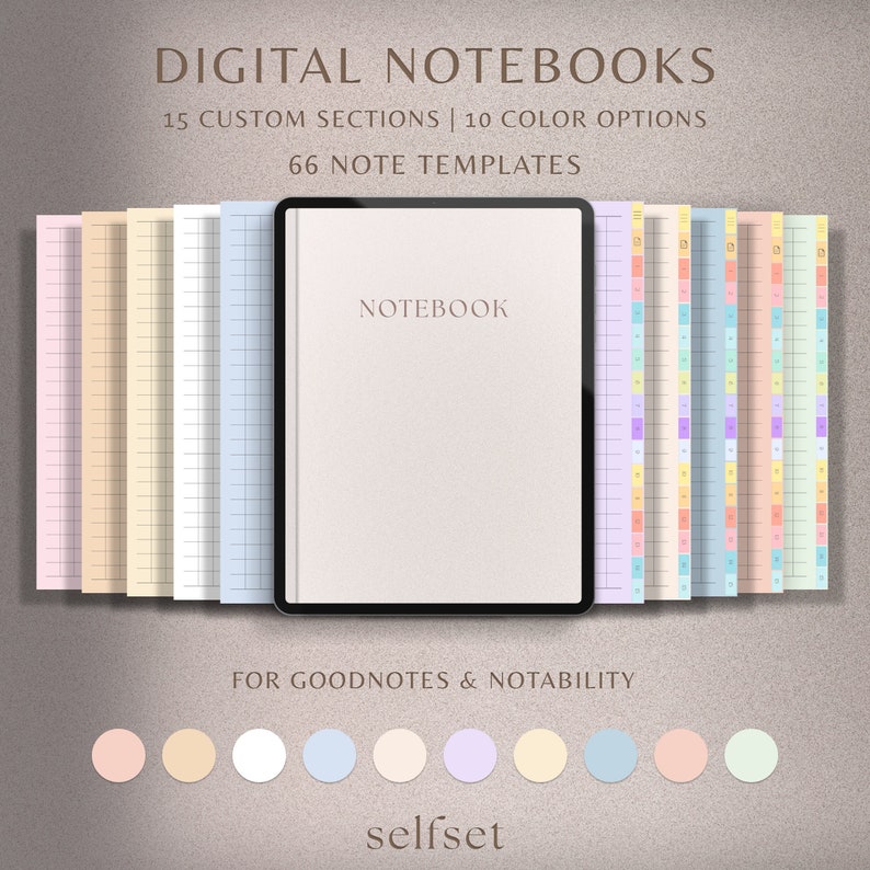 Digital Notebook GoodNotes Notebook, Student Notebook, iPad Notebook Notebook Journal GoodNotes Template, Dotted, Lined, Grid, Cornell image 1