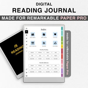 Diario di lettura per reMarkable Paper Pro, Book Tracker per reMarkable Pro, Library Tracker, Registro di lettura Bookshelf Reading Planner Tracker