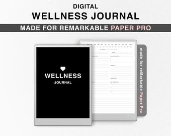 Wellness Journal for reMarkable Paper Pro, Daily Journal, Hyperlinked Digital Journal, Self Care, Mental Health Therapy Fitness Meal Planner