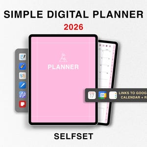 2026 Simple Digital Planner | Pink Planner | 2026 Daily, Weekly & Monthly Planner | Dated Digital Planner | GoodNotes Planner