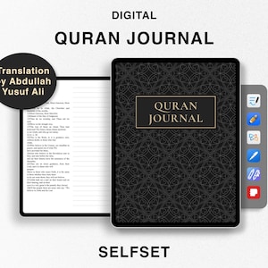 Digital Quran Journal, Study Quran, Translation by Abdullah Yusuf Ali, Ramadan planner, Quran Study Notebook for Goodnotes, Surah Study