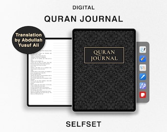 Digitales Koran Journal, Koran Studie, Übersetzung von Abdullah Yusuf Ali, Ramadan Planer, Koran Studie Notizbuch für Goodnotes, Sure Studium