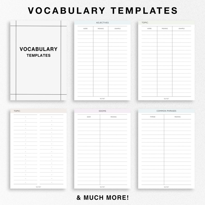 Pdf Template Language Learning Printable Language Learning Planner, Notebook, Study and Learn English ...