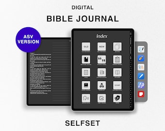 Digital Bible Journal, Study Bible, American Standard Version Bible ASV, Old New Testament, Bible Study Notebook for Goodnotes, Dark Mode