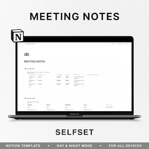 Modello di note di riunione Notion, note di riunione modificabili, record di progetto aziendale Notion, ordine del giorno, presa di appunti, Zoom, verbali di riunione