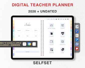 2026 Digital Teacher Planner + Undated Lesson Planner, Academic Planner, Homeschool Planner, Goodnotes Template Teaching iPad Planner