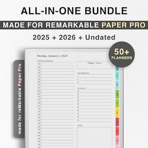 ALL-IN-ONE 2025 + 2026 Bundle for reMarkable Paper Pro, Undated Templates for reMarkable Paper Pro, Productivity, Teacher Student Journal