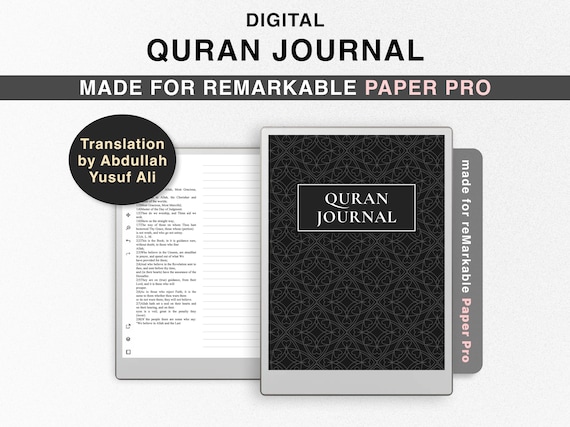 Digital Quran Journal for reMarkable Paper Pro, Study Quran, Translation by Abdullah Yusuf Ali, Ramadan planner, Quran Study Notebook, Surah