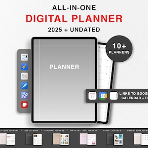 2025 The Ultimate Digital Bundle, 2025 Goodnotes Planner, iPad Planner, Notability Planner, Dated & Undated Digital Planner, Student, ADHD