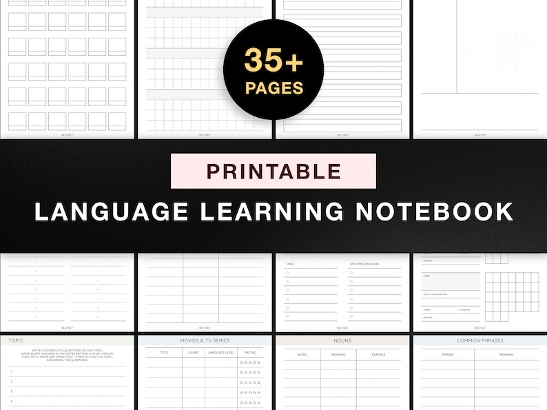 Printable Language Learning Planner, Notebook, Study and Learn English ...