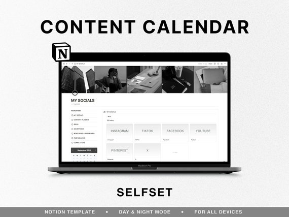 Notion Social Media Planner, Digital Content Creator Template, Content Calendar, Notion Template Instagram, TikTok, Youtube Facebook Planner