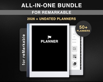 ALL-IN-ONE Bundle for reMarkable 2, 2026 + Undated, Templates for reMarkable 2, Productivity, Student, Teacher, Notebook, Journal