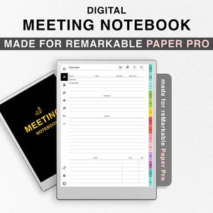 Quaderno di riunione per reMarkable Paper Pro, Panoramica riunione a colori, Modelli per reMarkable Pro, Ordine del giorno riunione, Elenco attività, Elenco cose da fare, Nota