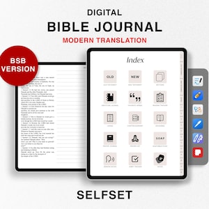 Digital Bible Journal, Study Bible, Berean Standard Journaling Bible BSB, Old New Testament, Beige Bible Study Notebook Goodnotes