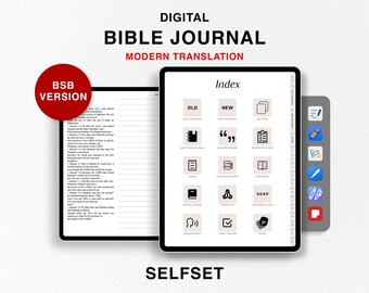 Digital Bible Journal, Study Bible, Berean Standard Journaling Bible BSB, Old New Testament, Beige Bible Study Notebook Goodnotes
