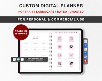 CUSTOM Digital Planner, 2025 Undated Goodnotes Planner, PLR Digital Planner, Master Resell Rights Commercial License, Editable Planner