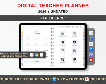PLR Lehrerplaner 2026 + UNDATIERT, bearbeitbar, Wiederverkaufsrechte, Akademischer Planer, Homeschool Planer, PLR Goodnotes Vorlage, Unterricht
