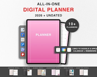2026 The Ultimate Digital Bundle, Pink Goodnotes Life Planner, iPad Planner, Notability, Dated & Undated Digital Planner Student ADHD