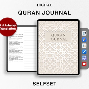 Digital Quran Journal, Study Quran, Translation by A J Arberry, Ramadan planner, Quran Study Notebook for Goodnotes, Surah, Juz Manzil Study