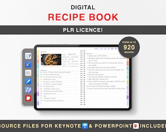 PLR Digital Recipe Book, PLR Recipe Journal, PLR GoodNotes Recipe Template, Cookbook, Editable Recipe Planner, Meal Planner, Resell Rights