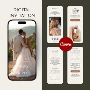 Digital Wedding Invitation, Canva Website, RSVP Canva Invitation, Wedding Announcement, Wedding Invitation Website, Invitation Template