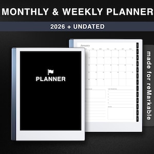 2026 Monthly & Weekly Planner for reMarkable 2, Undated Templates for reMarkable 2, reMarkable Dated Planner, Digital Calendar