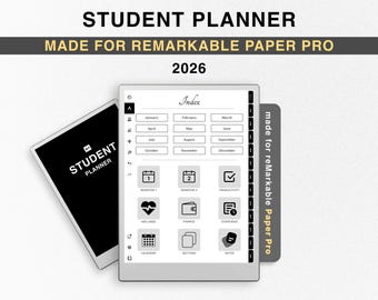 2026 Student Planner for reMarkable Paper Pro, Templates for reMarkable Pro, Productivity Academic Planner College Planner Journal