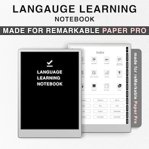 Pianificatore di apprendimento delle lingue per reMarkable Paper Pro, Notebook, studia e impara inglese, cinese, francese, spagnolo, tedesco, vocabolario, grammatica