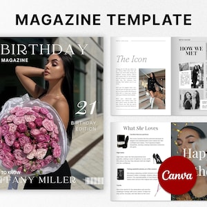 Personalized Birthday Magazine Template, Canva Editable Birthday Magazine, Gift for Best Friend, Birthday Fashion Cover, Bestie Sister Gift