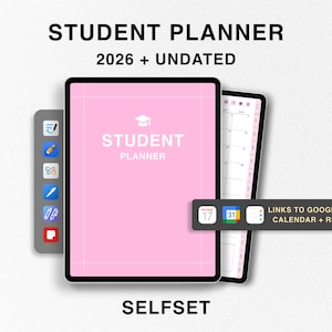 2026 Student Planner, iPad Planner, Digital GoodNotes Planner, Pink Academic Planner, College Planner Ultimate Study Templates