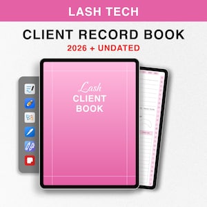 Digitales Kundenstammbuch 2026 für Goodnotes, Undatierter Kunden Tracker, Beauty-Salon Terminkalender, Wimpern Kundenstammbuch
