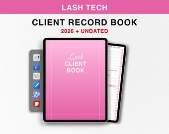 Digital Client Record Book 2026 for Goodnotes, Undated Client Tracker, Beauty Salon Appointment Book, Lash Client Book, Lash Record