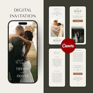 Digital Wedding Invitation, Canva Website, RSVP Canva Invitation, Wedding Announcement, Wedding Invitation Website, Invitation Template