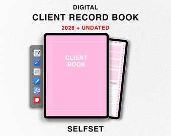 Goodnotes用デジタル顧客記録簿2026、2026年版+日付なし顧客トラッカー、美容院予約帳、ヘア・ネイル・まつ毛