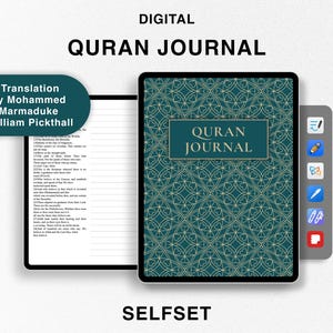 Digital Quran Journal, Study Quran, Translation by Mohammed Marmaduke William Pickthall, Ramadan planner, Quran Notebook for Goodnotes Surah