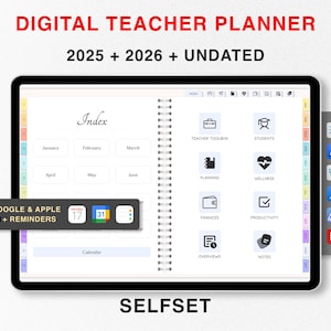 2025 + 2026 Digital Teacher Planner + Undated Lesson Planner, Academic Planner, Homeschool Planner, Goodnotes Template Teaching iPad Planner