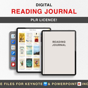 PLR Digital Reading Journal, pianificatore di lettura modificabile, diritti di rivendita, recensione di libri, monitoraggio della biblioteca, registro di lettura, scaffale, iPad, Goodnotes