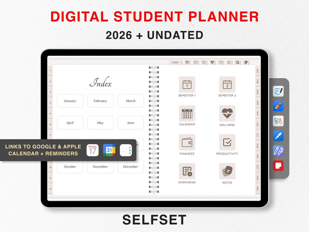 2026 Student Planner & Undated, Digital Goodnotes Planner, Academic ...
