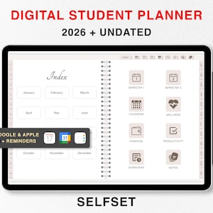2026 studentplanner & ongedateerd, digitale GoodNotes-planner, academische planner, collegeplanner, de ultieme bundel met studiesjablonen