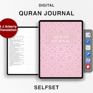 Digital Quran Journal, Study Quran, Translation by A J Arberry, Ramadan planner, Quran Study Notebook for Goodnotes, Surah, Juz Manzil Study