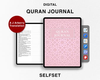 Digitales Koran Journal, Koranstudie, Übersetzung von A.J. Arberry, Ramadan Planer, Koranstudien Notizbuch für Goodnotes, Sure, Juz Manzil Studie