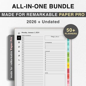 Paquete TODO EN UNO 2026 para reMarkable Paper Pro, plantillas sin fecha para reMarkable Paper Pro, productividad, diario para profesores y estudiantes