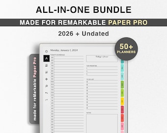 ALL-IN-ONE 2026 Bundle for reMarkable Paper Pro, Undated Templates for reMarkable Paper Pro, Productivity, Teacher Student Journal