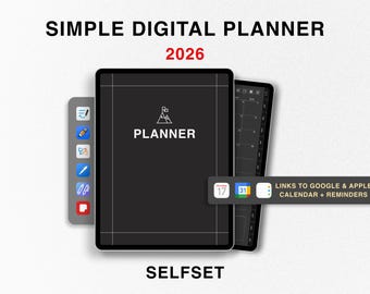 2026 Simple Digital Planner | 2026 GoodNotes Planner | Dark Mode Planner | Daily, Weekly & Monthly Planner | iPad Planner