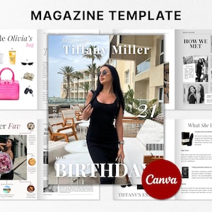 Personalized Birthday Magazine Template, Canva Editable Birthday Magazine, Gift for Best Friend, Birthday Fashion Cover, Bestie Sister Gift